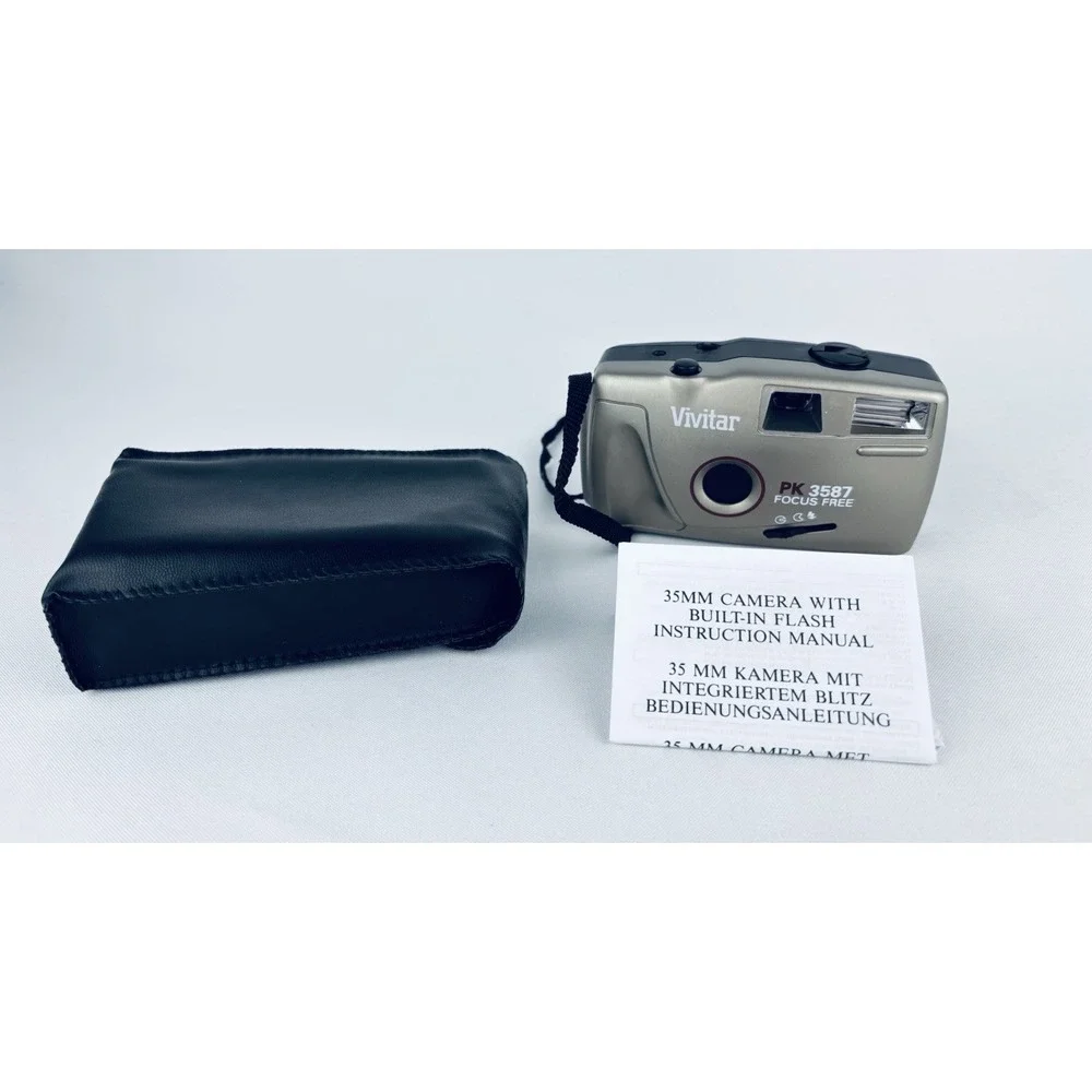 Vivitar PK 3587 Focus‎ Free Film Camara With Case 35mm Tested Working